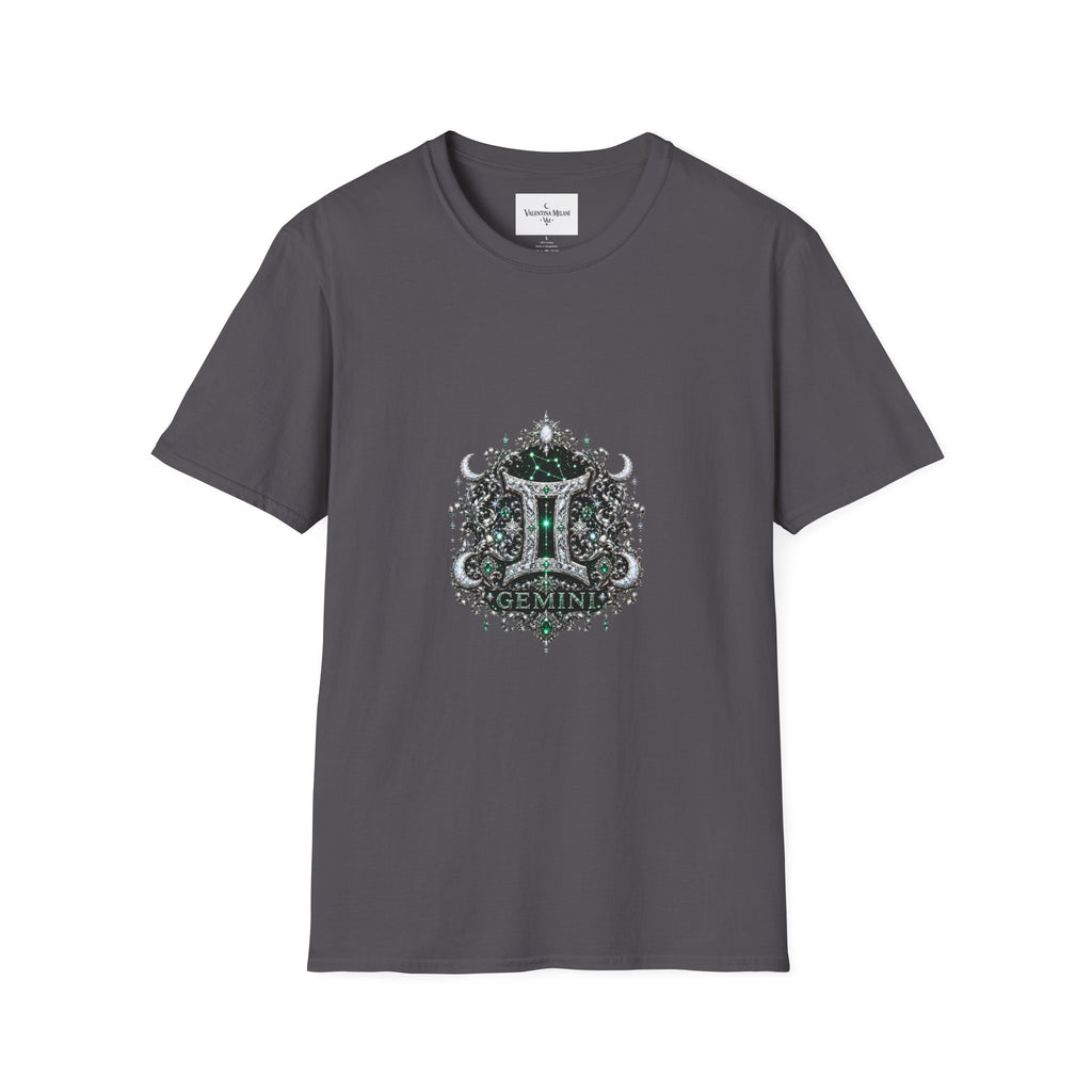 Gemstone Gemini Zodiac T-Shirt | Intricate Astrology Illustration