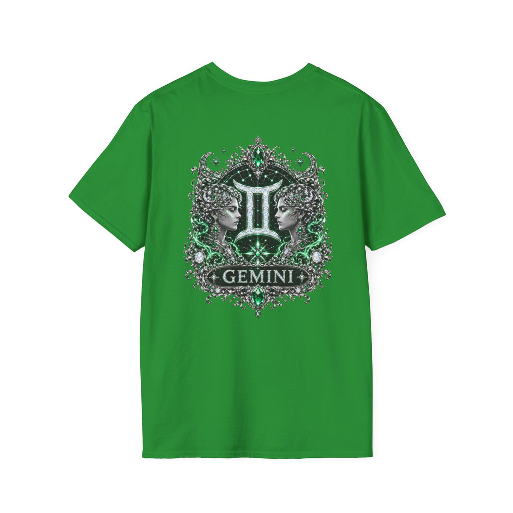 Gemstone Gemini Zodiac T-Shirt | Intricate Astrology Illustration