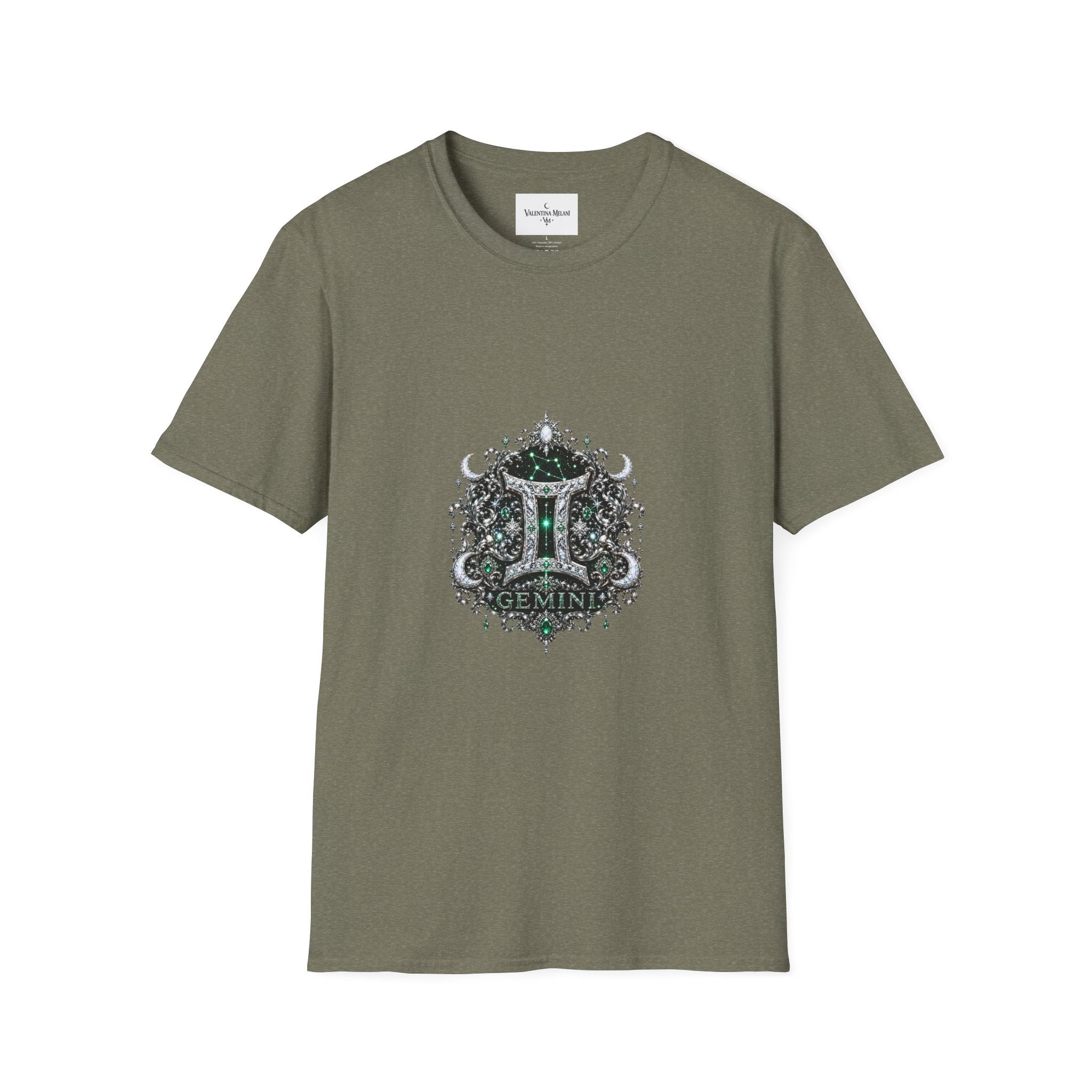 Gemstone Gemini Zodiac T-Shirt | Intricate Astrology Illustration