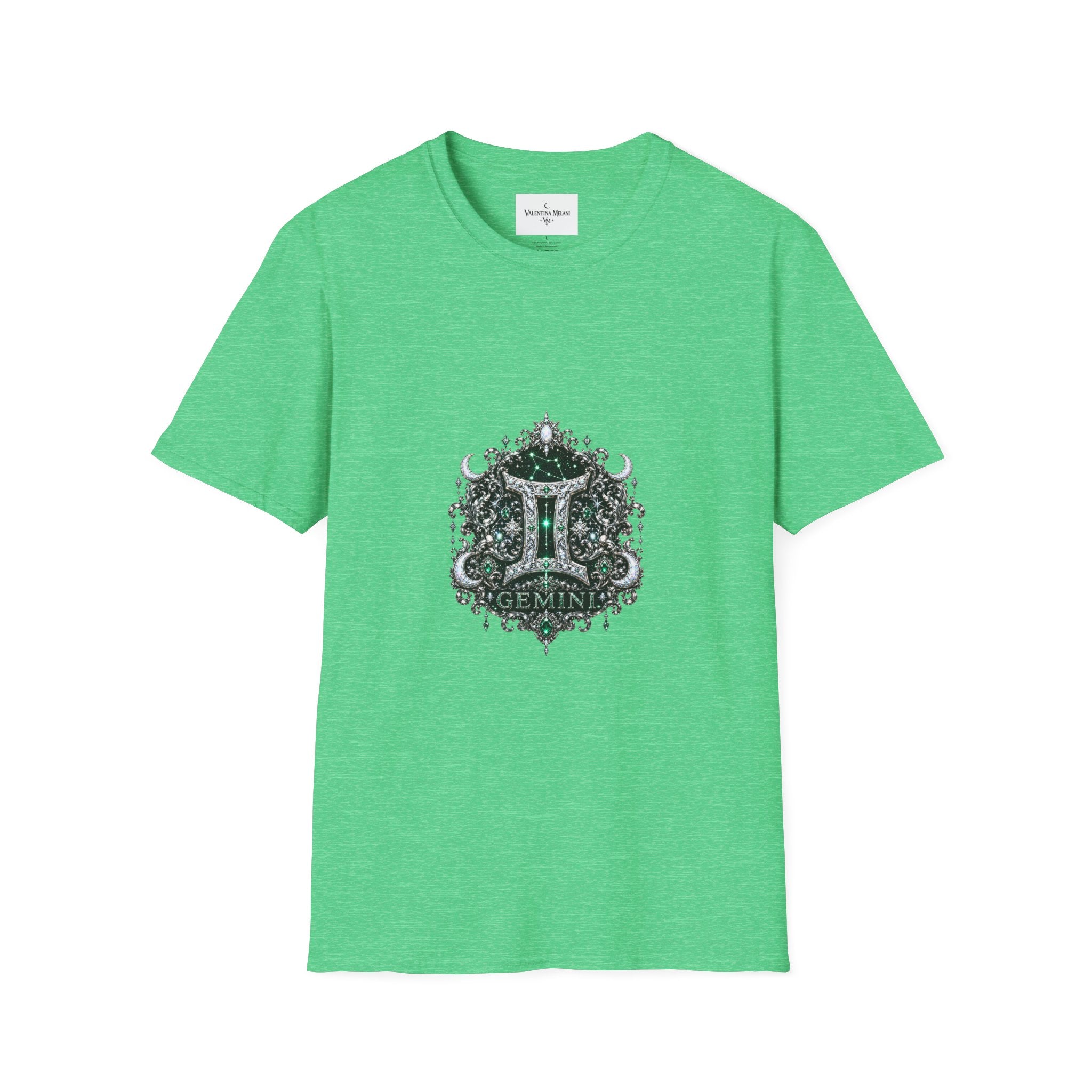 Gemstone Gemini Zodiac T-Shirt | Intricate Astrology Illustration