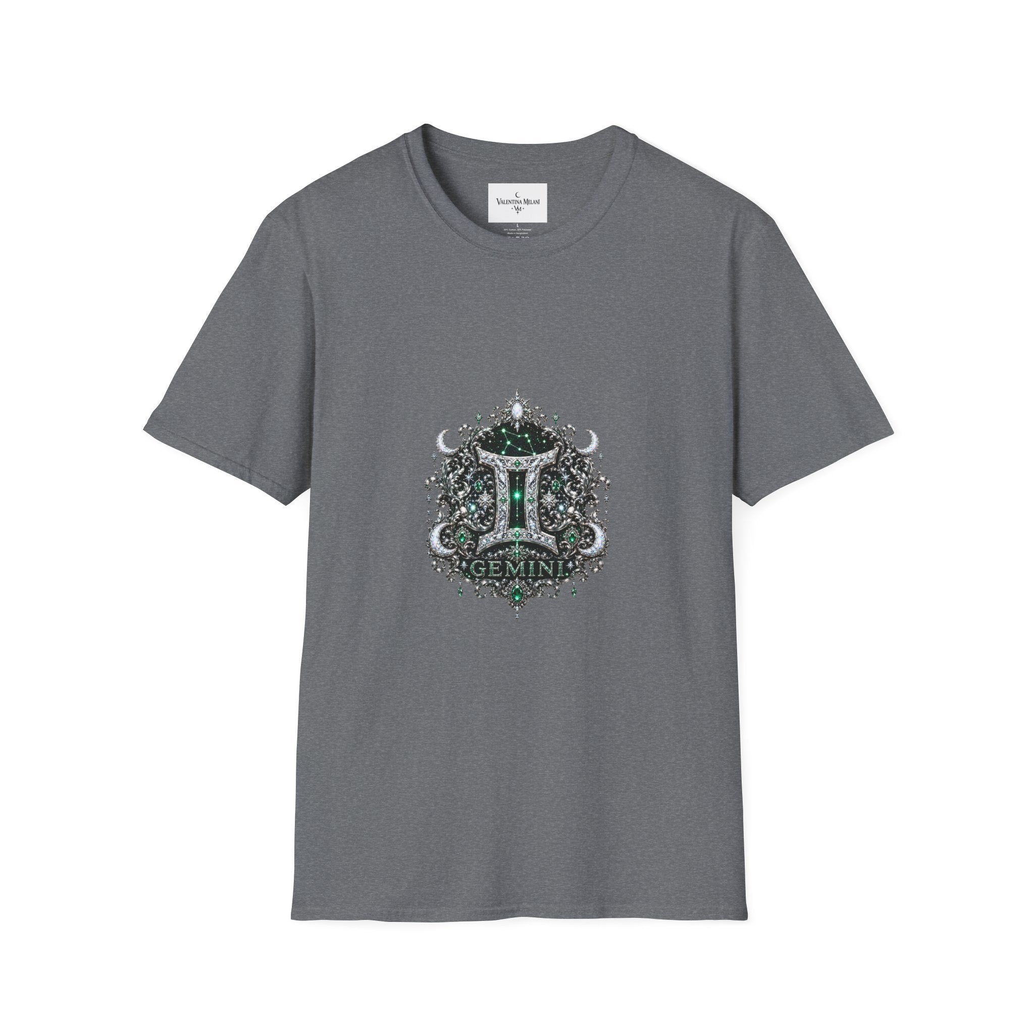 Gemstone Gemini Zodiac T-Shirt | Intricate Astrology Illustration