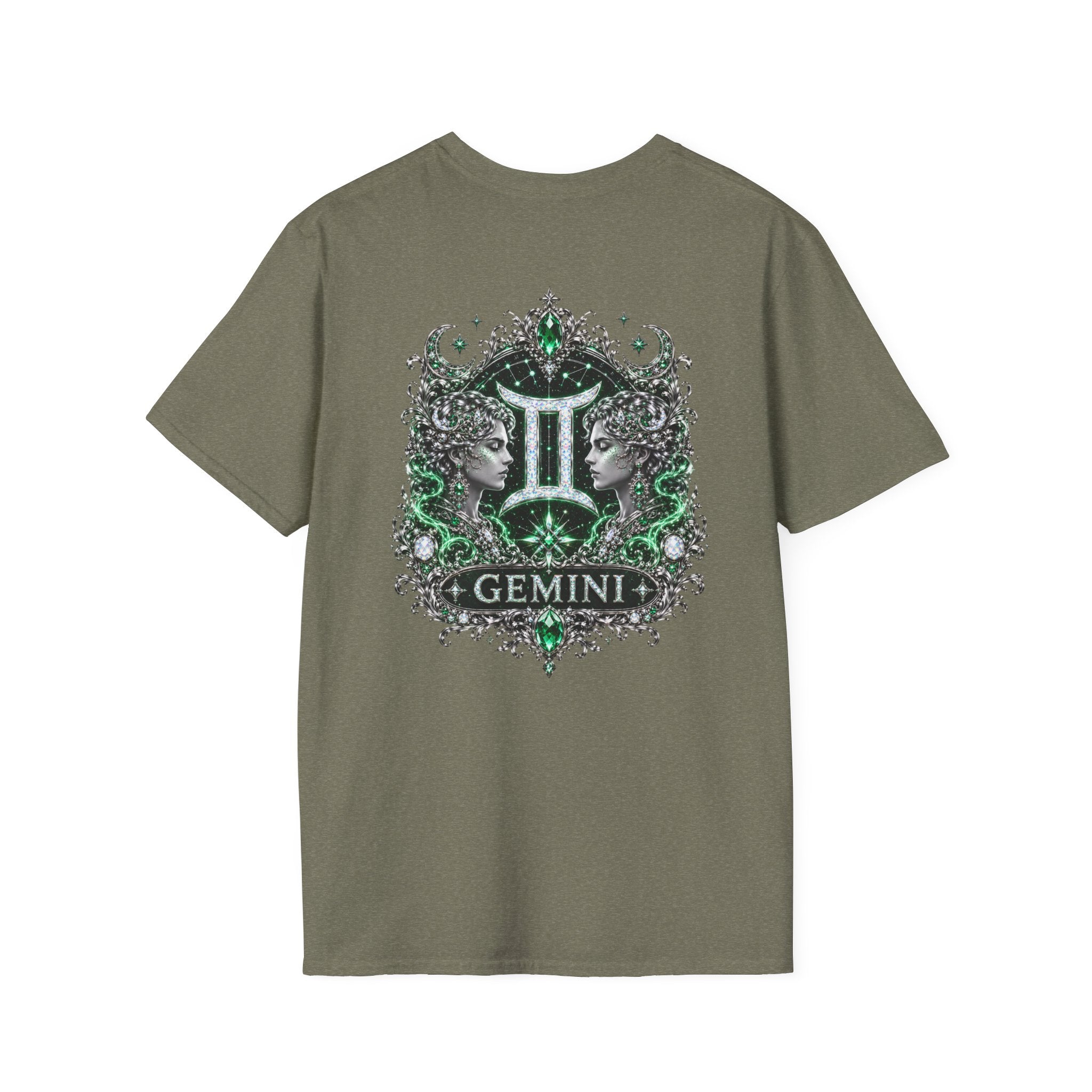 Gemstone Gemini Zodiac T-Shirt | Intricate Astrology Illustration