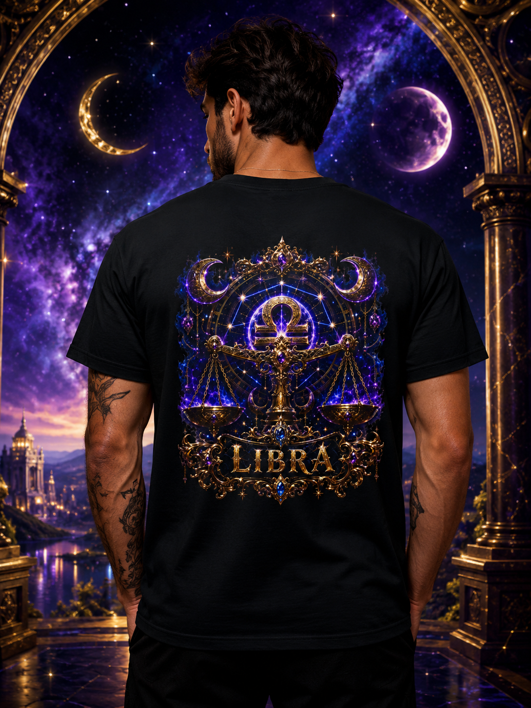 Libra Zodiac Crest T-Shirt | Astrology Sign Tee, Celestial Horoscope Design