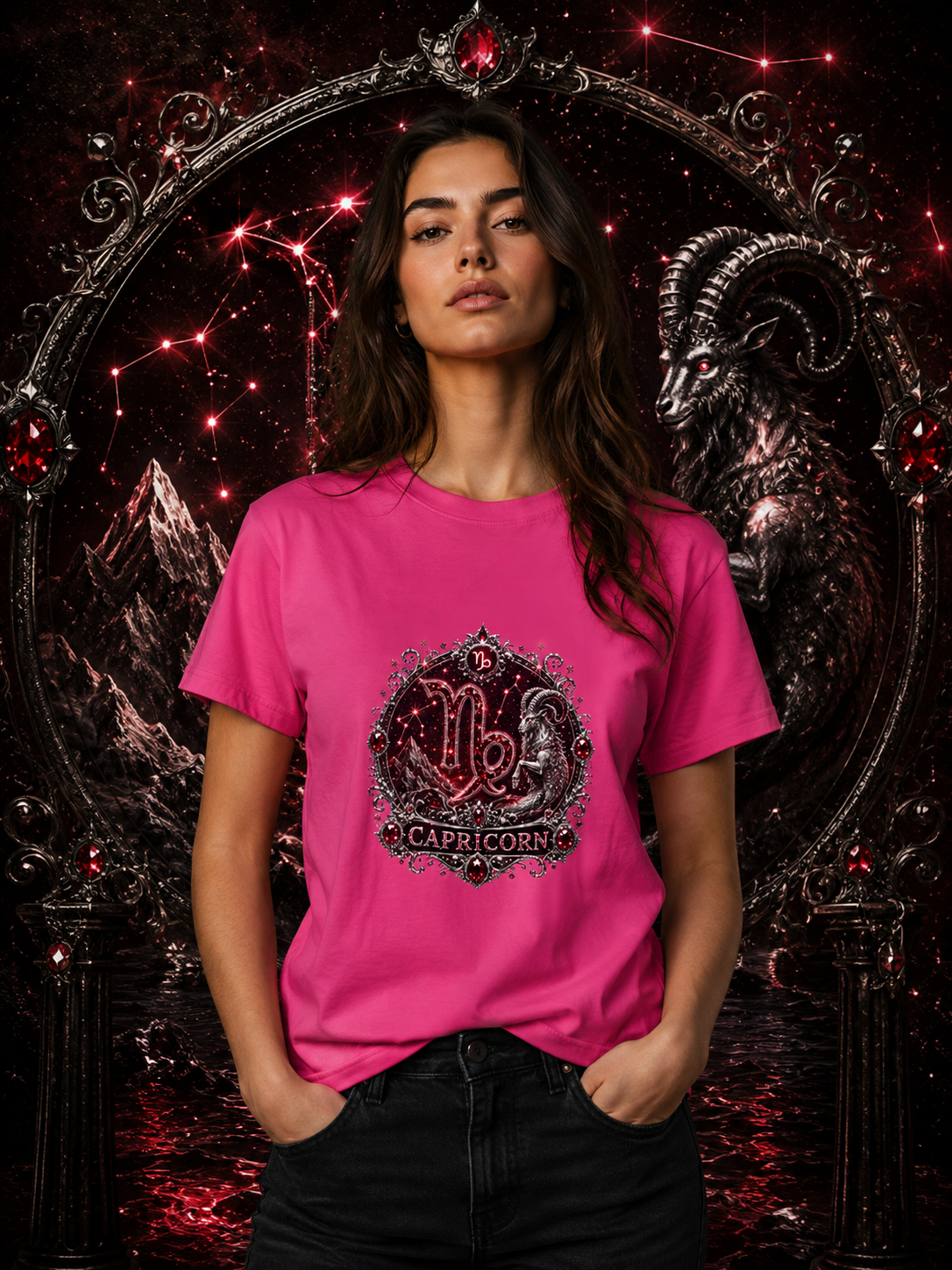 ✨ Capricorn Garnet Tee — Zodiac Collection by Valentina Melani