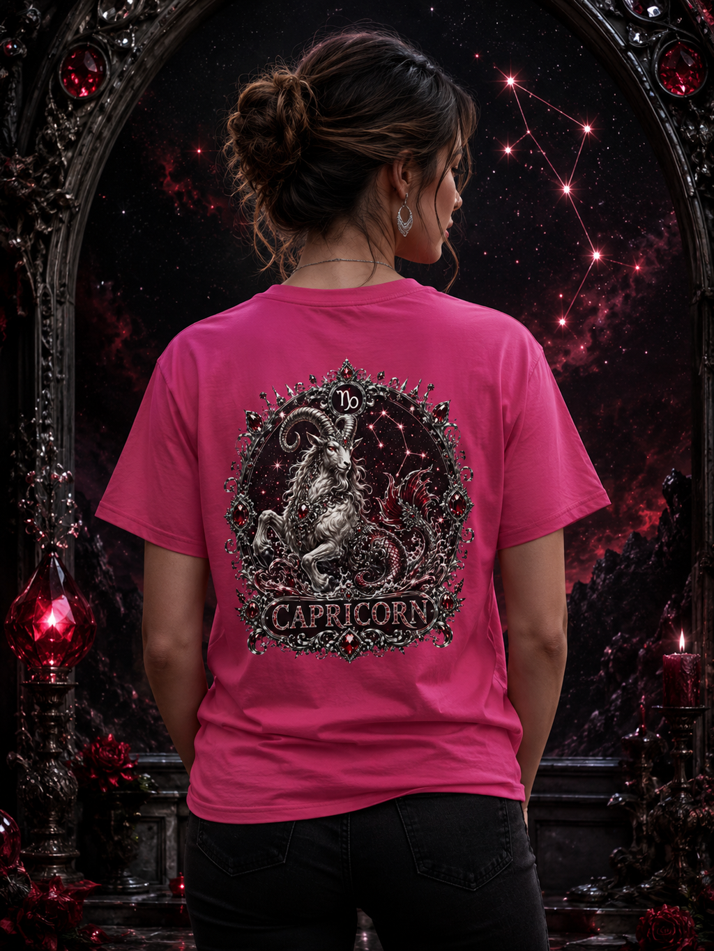 ✨ Capricorn Garnet Tee — Zodiac Collection by Valentina Melani