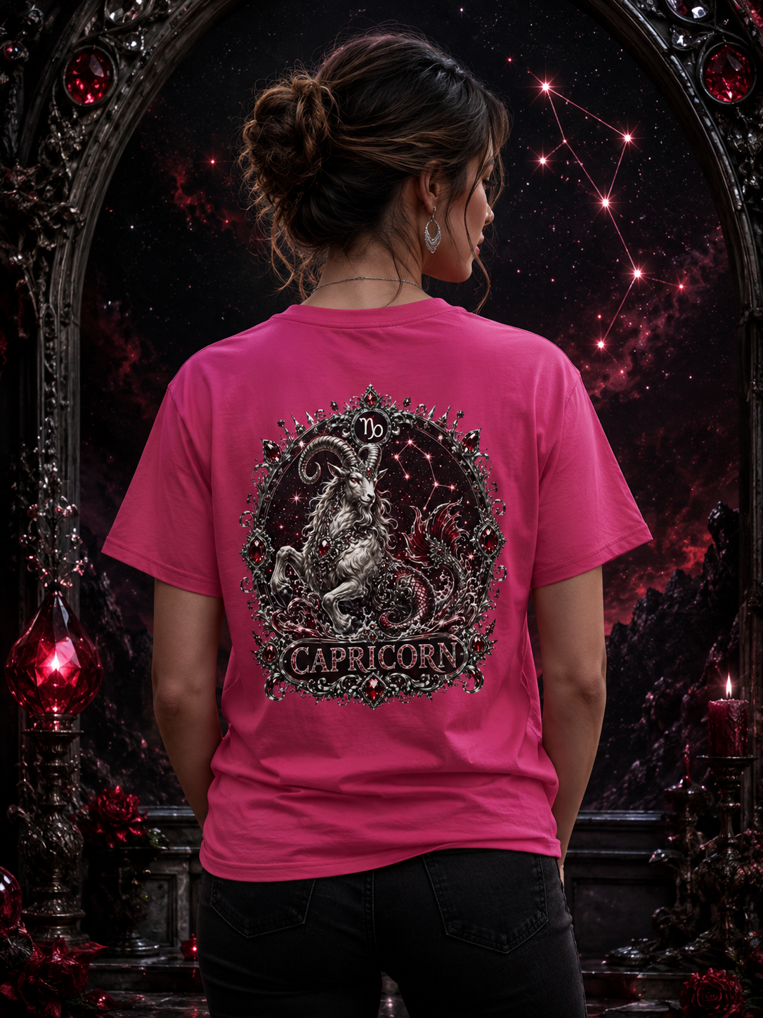 ✨ Capricorn Garnet Tee — Zodiac Collection by Valentina Melani
