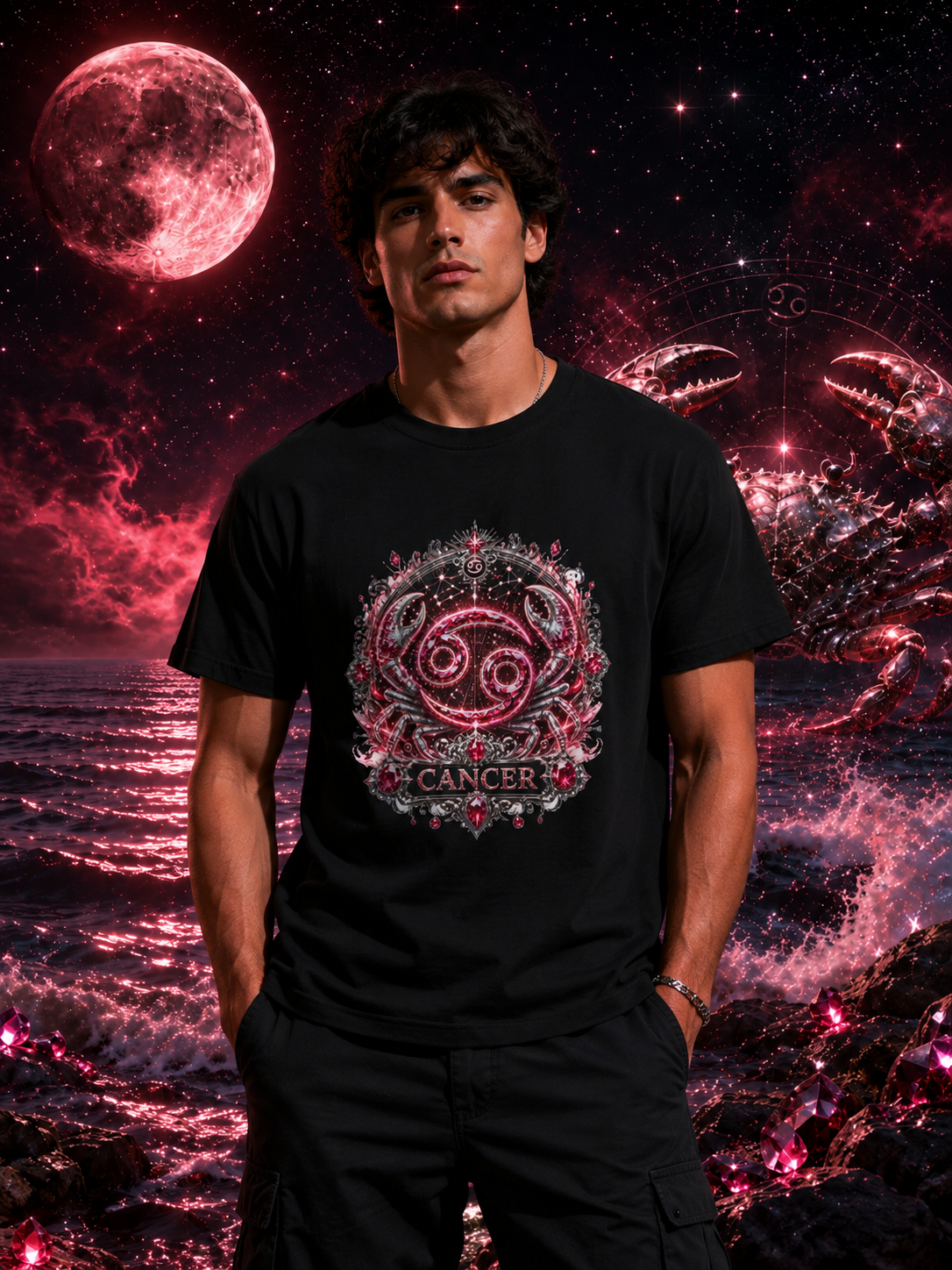 ✨ Cancer Ruby Tee — Zodiac Collection by Valentina Melani