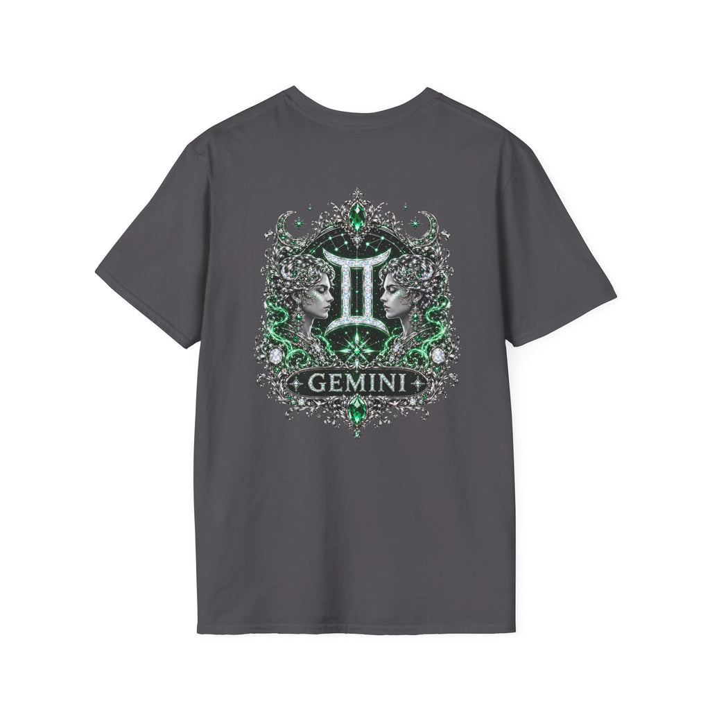 Gemstone Gemini Zodiac T-Shirt | Intricate Astrology Illustration