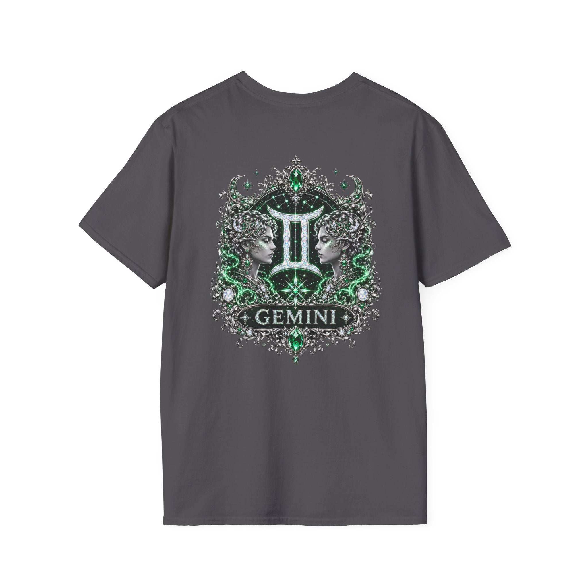 Gemstone Gemini Zodiac T-Shirt | Intricate Astrology Illustration