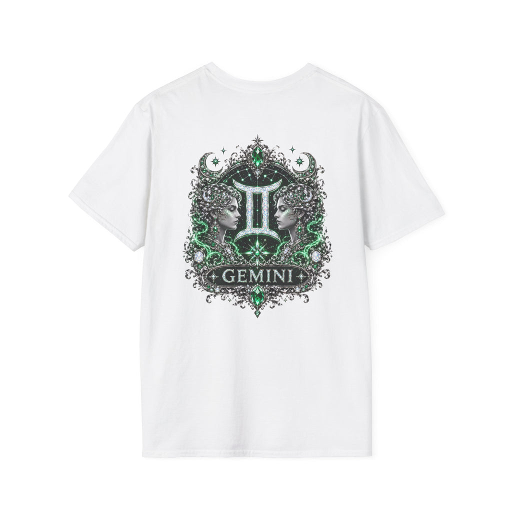 Gemstone Gemini Zodiac T-Shirt | Intricate Astrology Illustration
