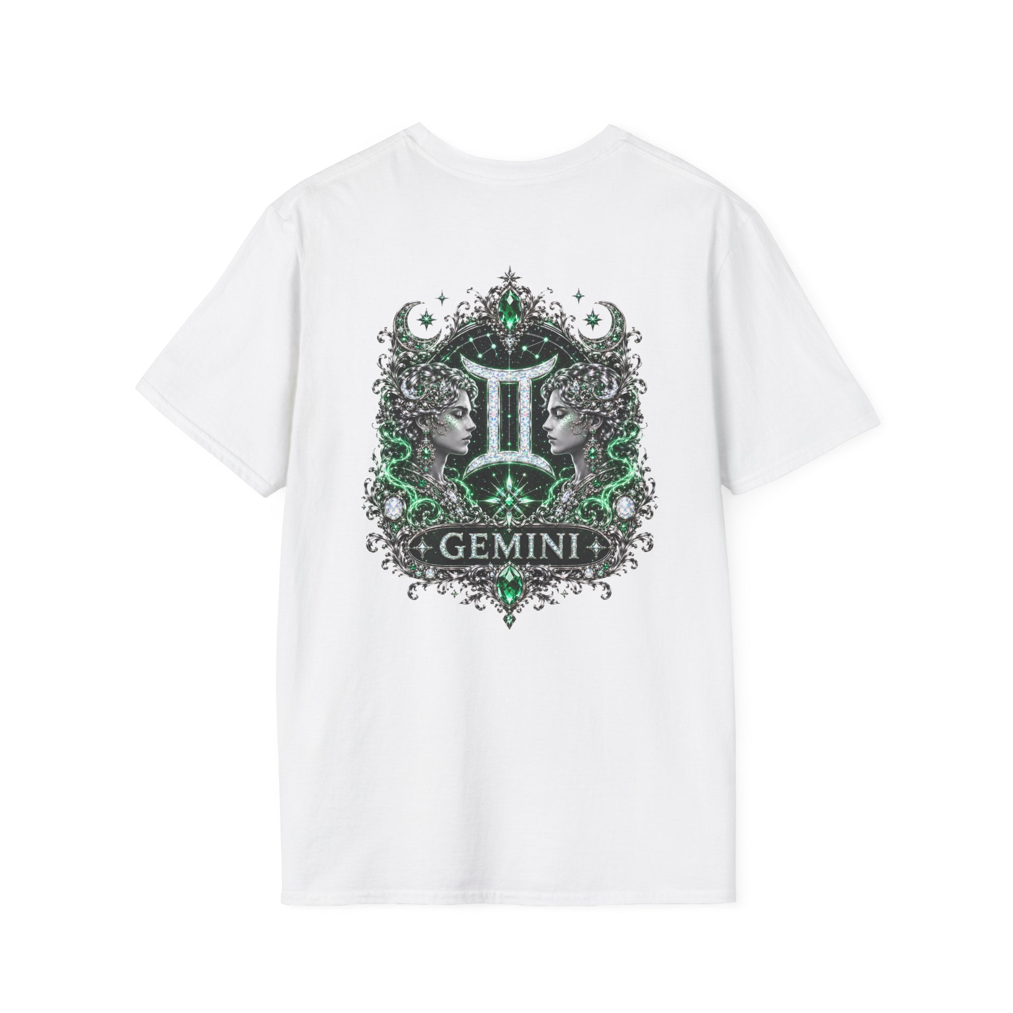 Gemstone Gemini Zodiac T-Shirt | Intricate Astrology Illustration