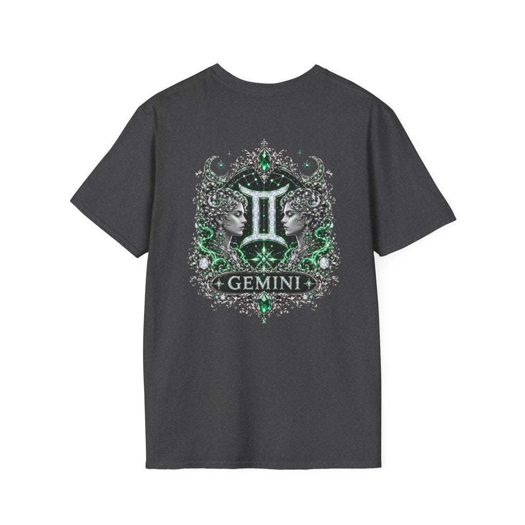 Gemstone Gemini Zodiac T-Shirt | Intricate Astrology Illustration