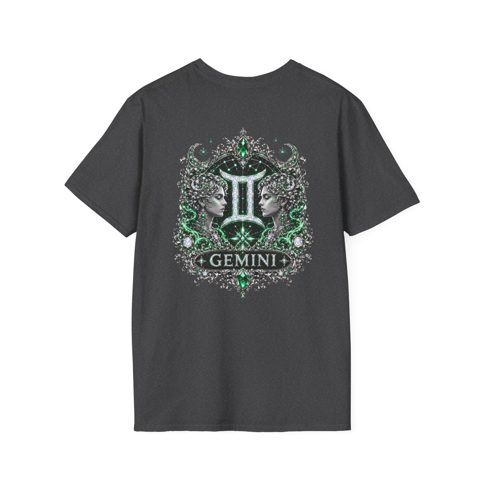 Gemstone Gemini Zodiac T-Shirt | Intricate Astrology Illustration
