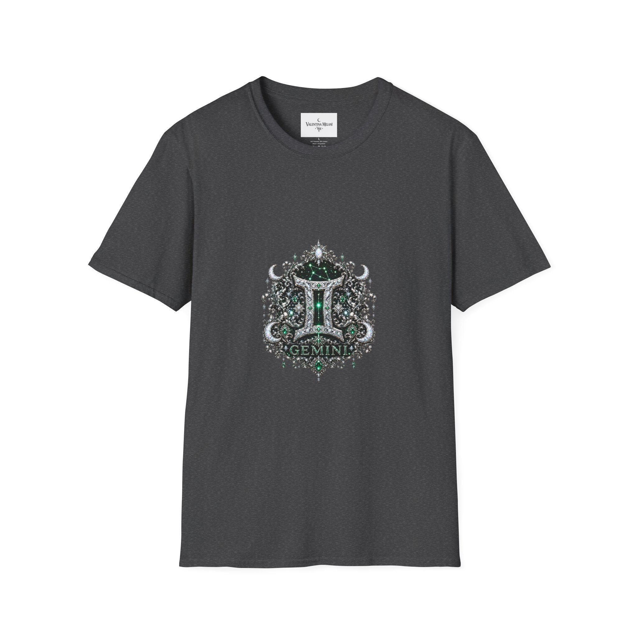 Gemstone Gemini Zodiac T-Shirt | Intricate Astrology Illustration