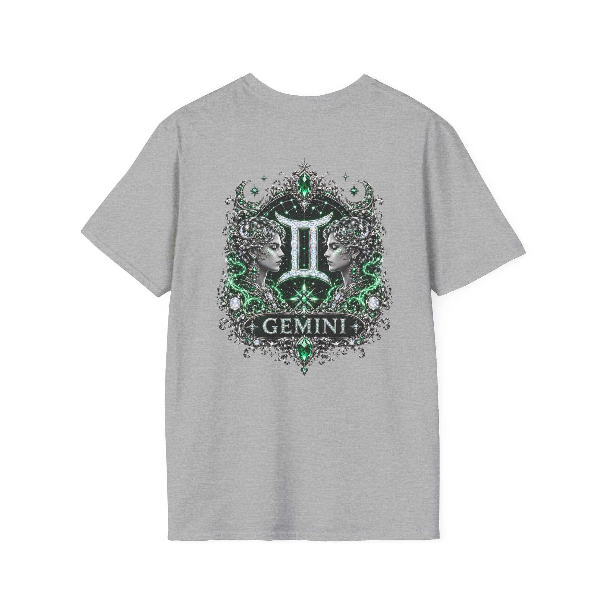 Gemstone Gemini Zodiac T-Shirt | Intricate Astrology Illustration