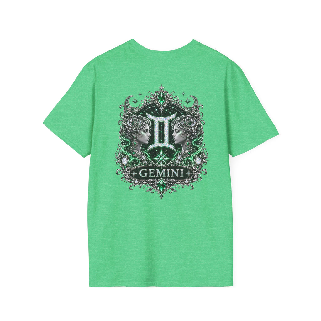 Gemstone Gemini Zodiac T-Shirt | Intricate Astrology Illustration