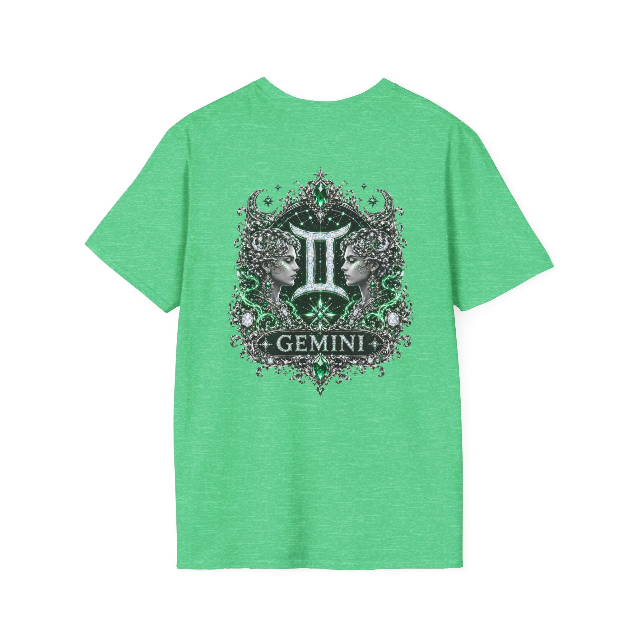 Gemstone Gemini Zodiac T-Shirt | Intricate Astrology Illustration