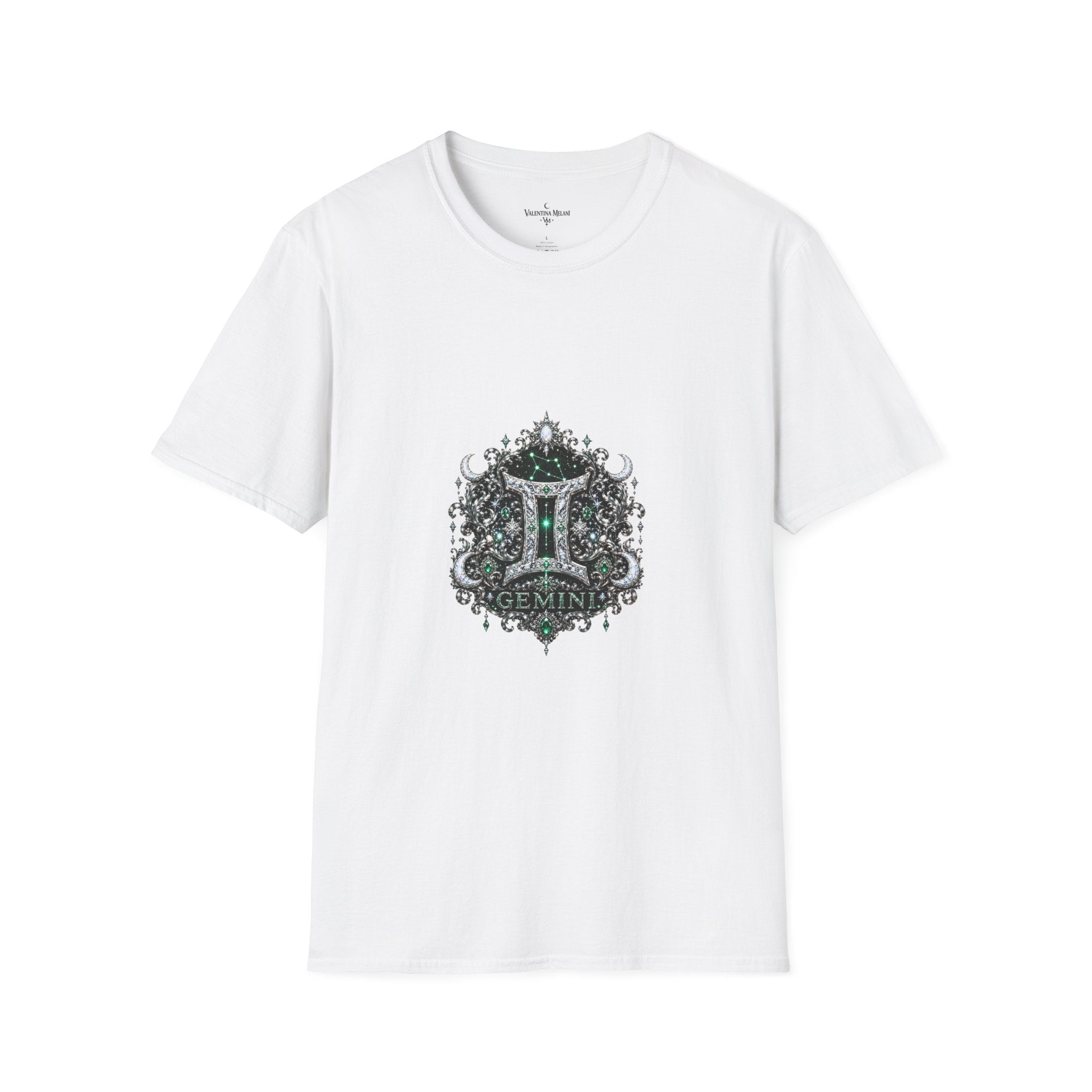 Gemstone Gemini Zodiac T-Shirt | Intricate Astrology Illustration