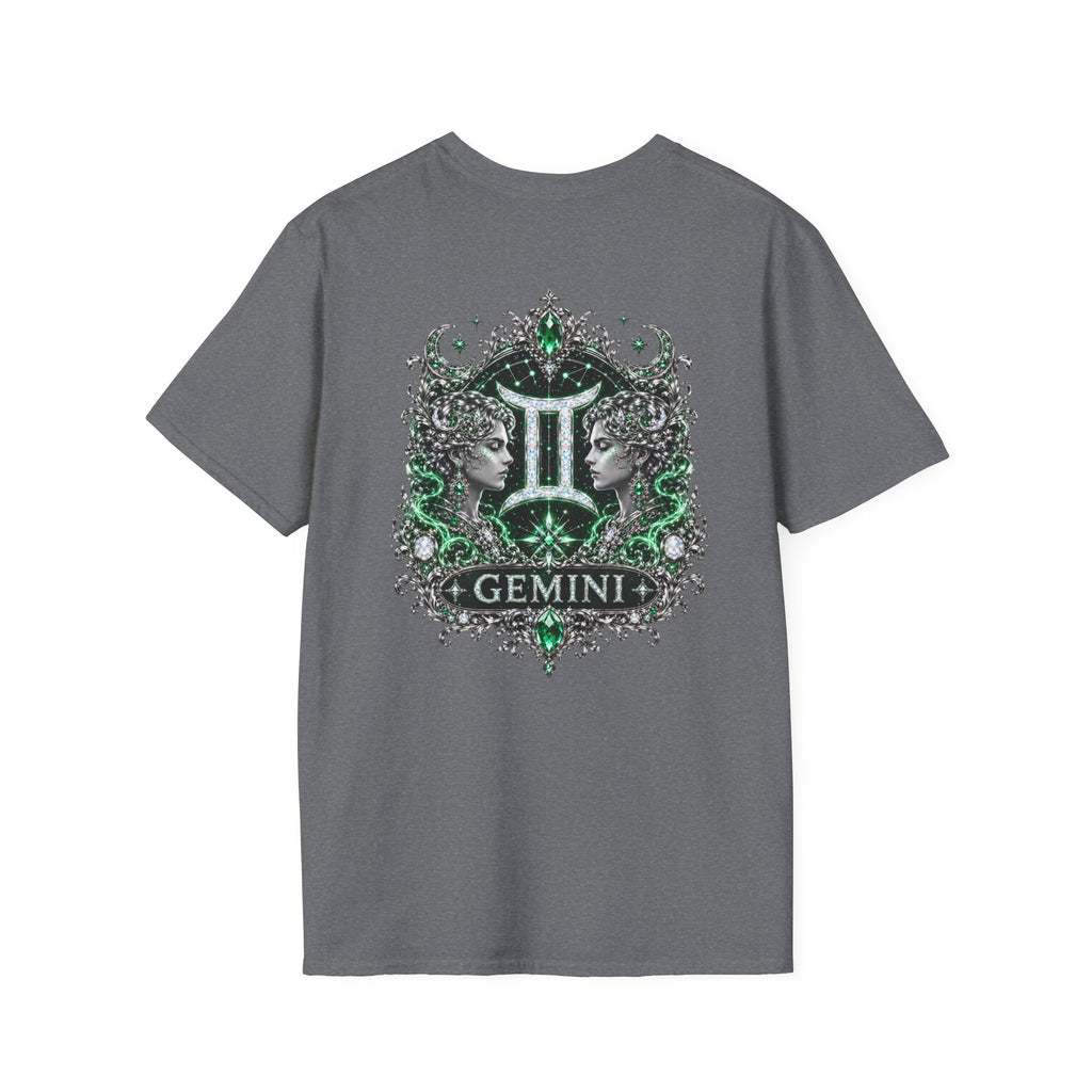 Gemstone Gemini Zodiac T-Shirt | Intricate Astrology Illustration