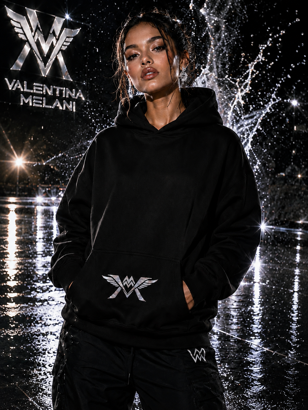 Valentina Melani Exclusive Silver Foil Hoodie