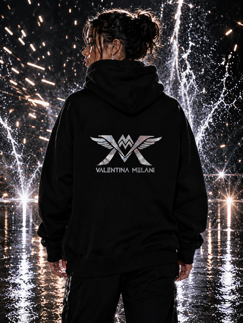 Valentina Melani Exclusive Silver Foil Hoodie