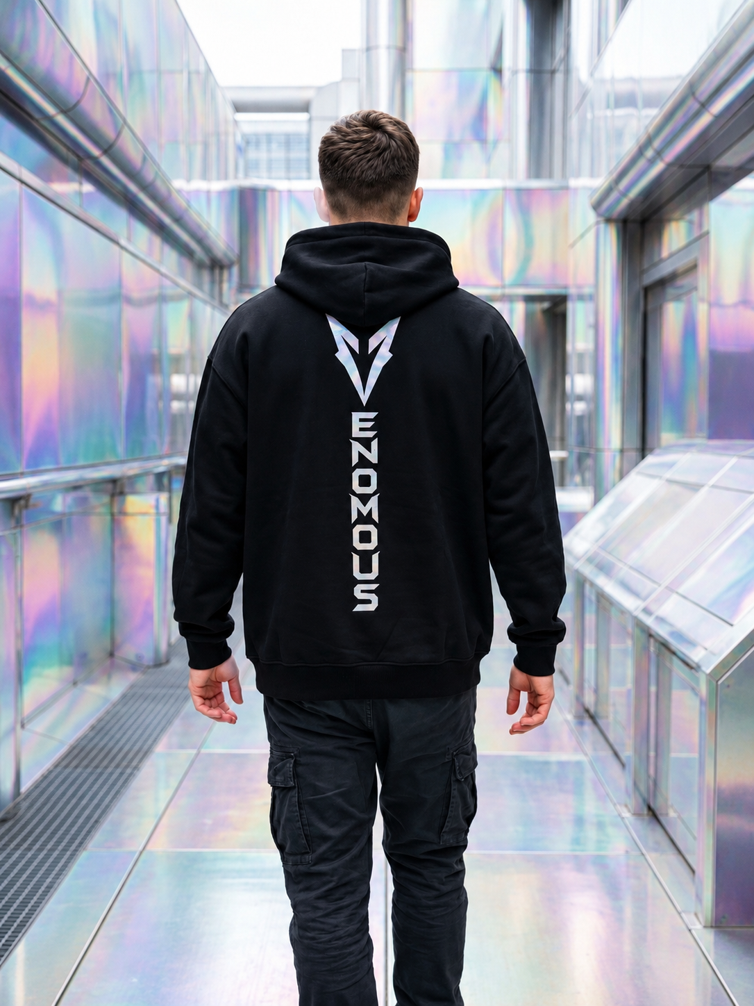 Vertical Venomous Silver Foil Urban Hoodie