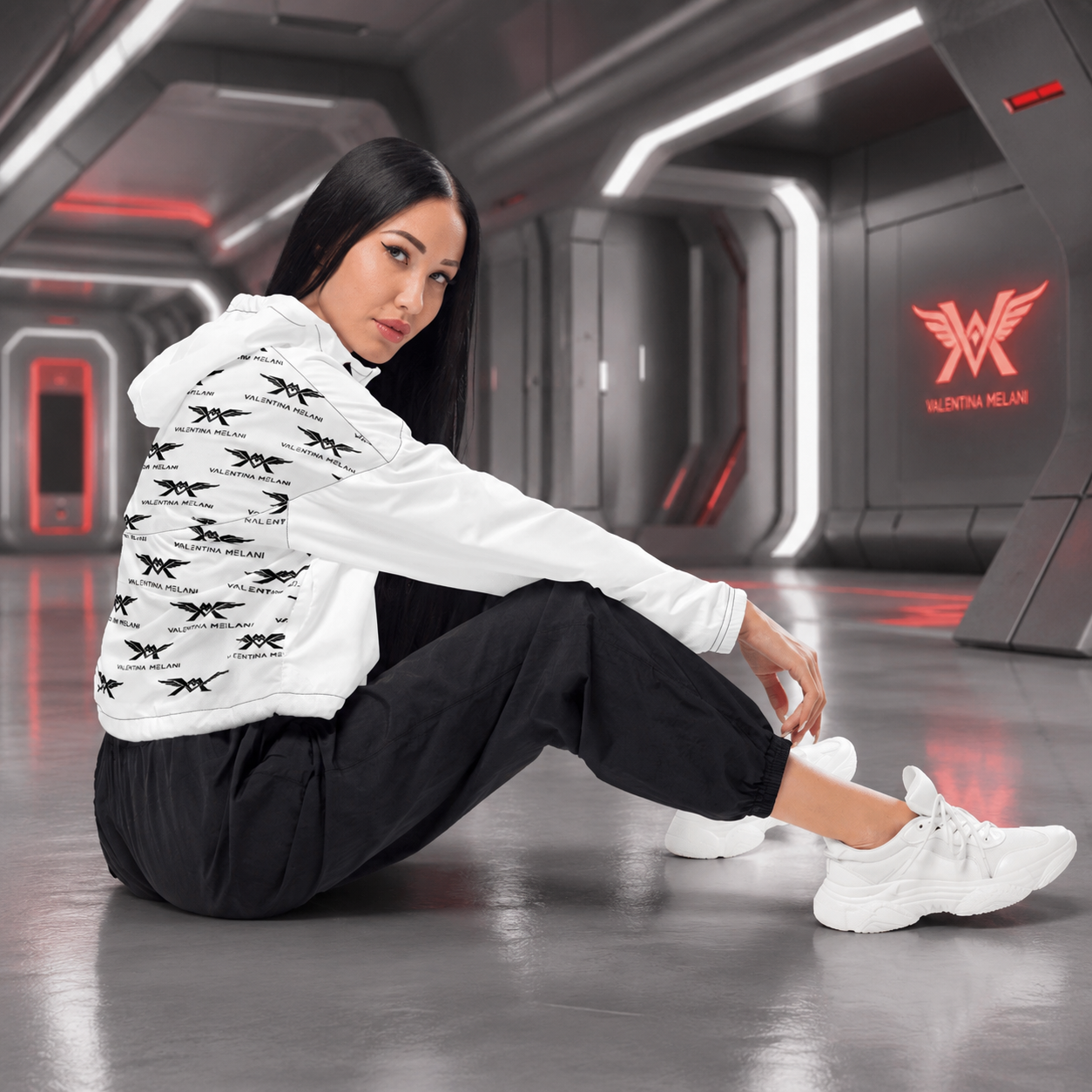 Women's Cropped Windbreaker with Black Trim - Original Valentina Melani exclusive design