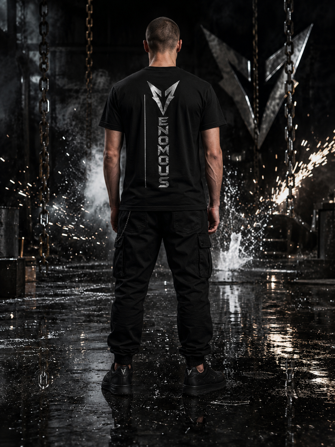 Vertical Venomous Silver Foil Ultra Cotton T-Shirt