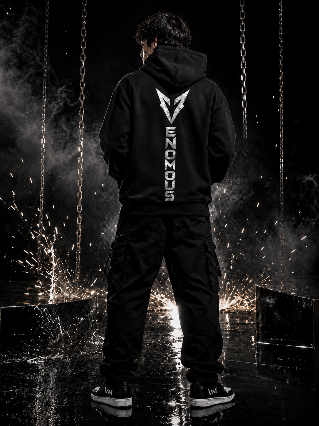 Vertical Venomous Silver Foil Urban Hoodie
